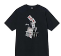 Stussy black T-shirt with card pyramid graphic on front