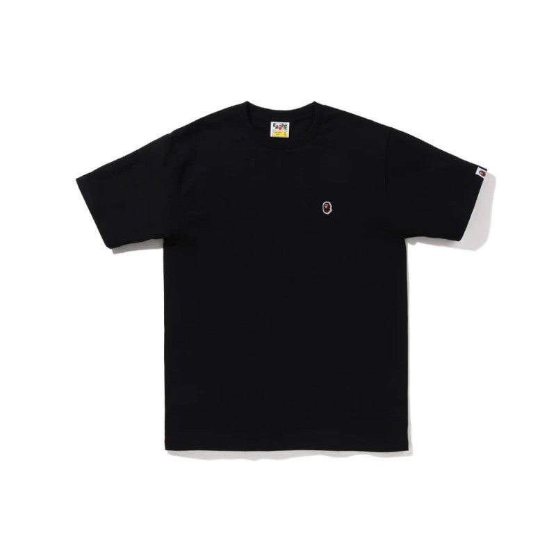 Bape logo black crew-neck T-shirt with short sleeves and small chest emblem
