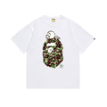 White Bape graphic T-shirt with camouflage ape logo