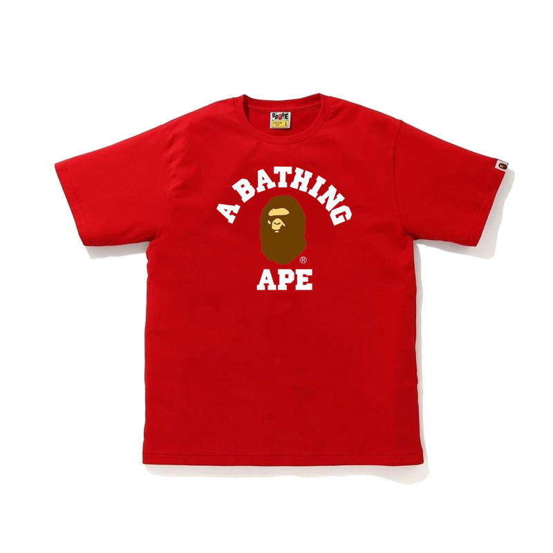 Red Bape graphic T-shirt with A BATHING APE logo on front
