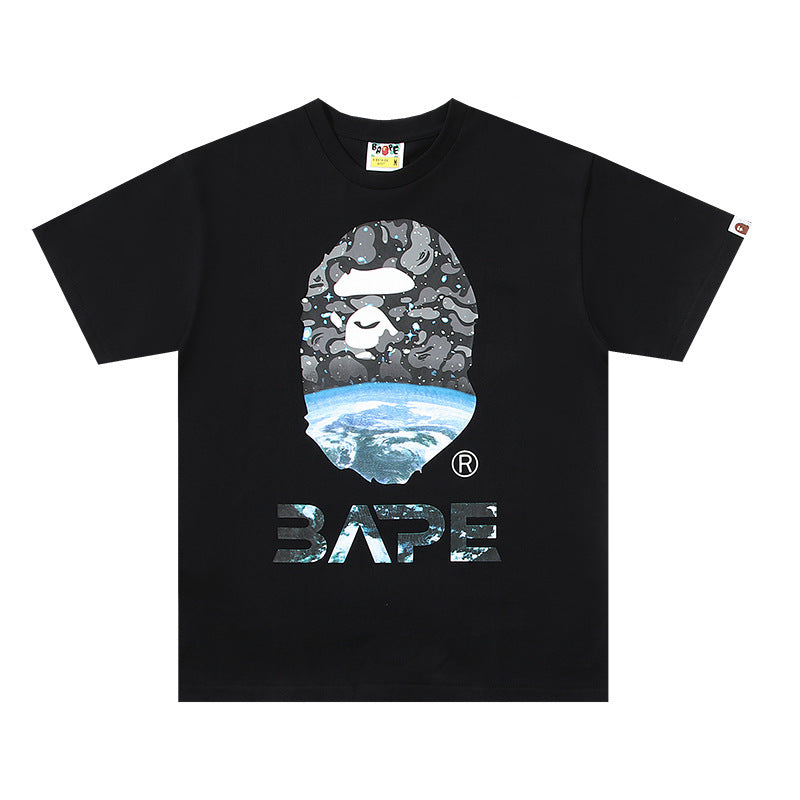 Black Bape T-shirt with large camo mountain graphic front
