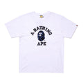 White Bape graphic T-shirt with large black and blue logo print