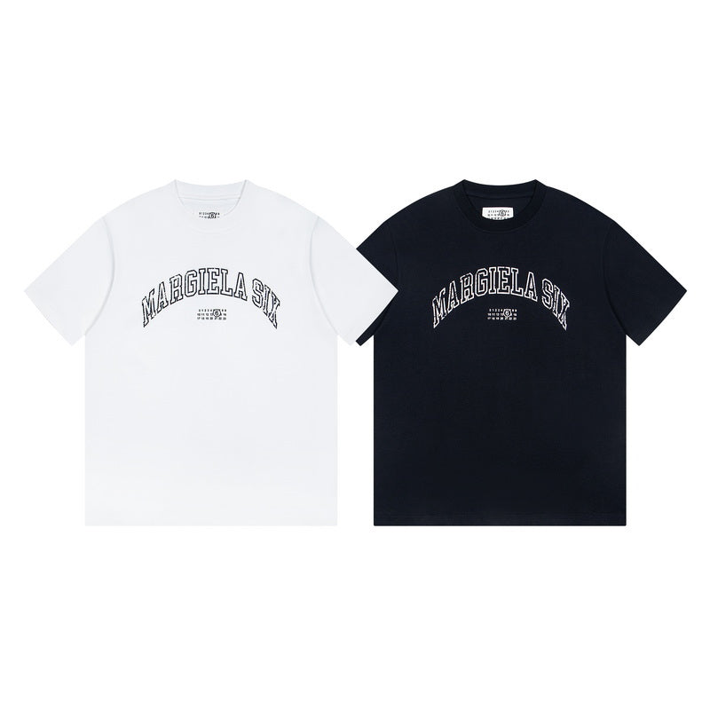 Crewneck T-shirts in white and black with Maison Margiela logo print