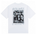 White short-sleeve T-shirt with Metal Headz 30th anniversary graphic print