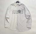 Maison Margiela button-up shirt, white pinstripe, long sleeves, button front, collar