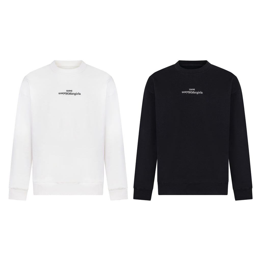 Crewneck sweatshirt, white, long sleeves with small logo print