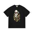 Black Bape T-shirt with multicolor camo ape graphic on chest