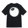 Black T-shirt with circular '8' logo graphic
