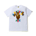 Bape T-shirt with large colorful BATHA APE logo graphic on white front