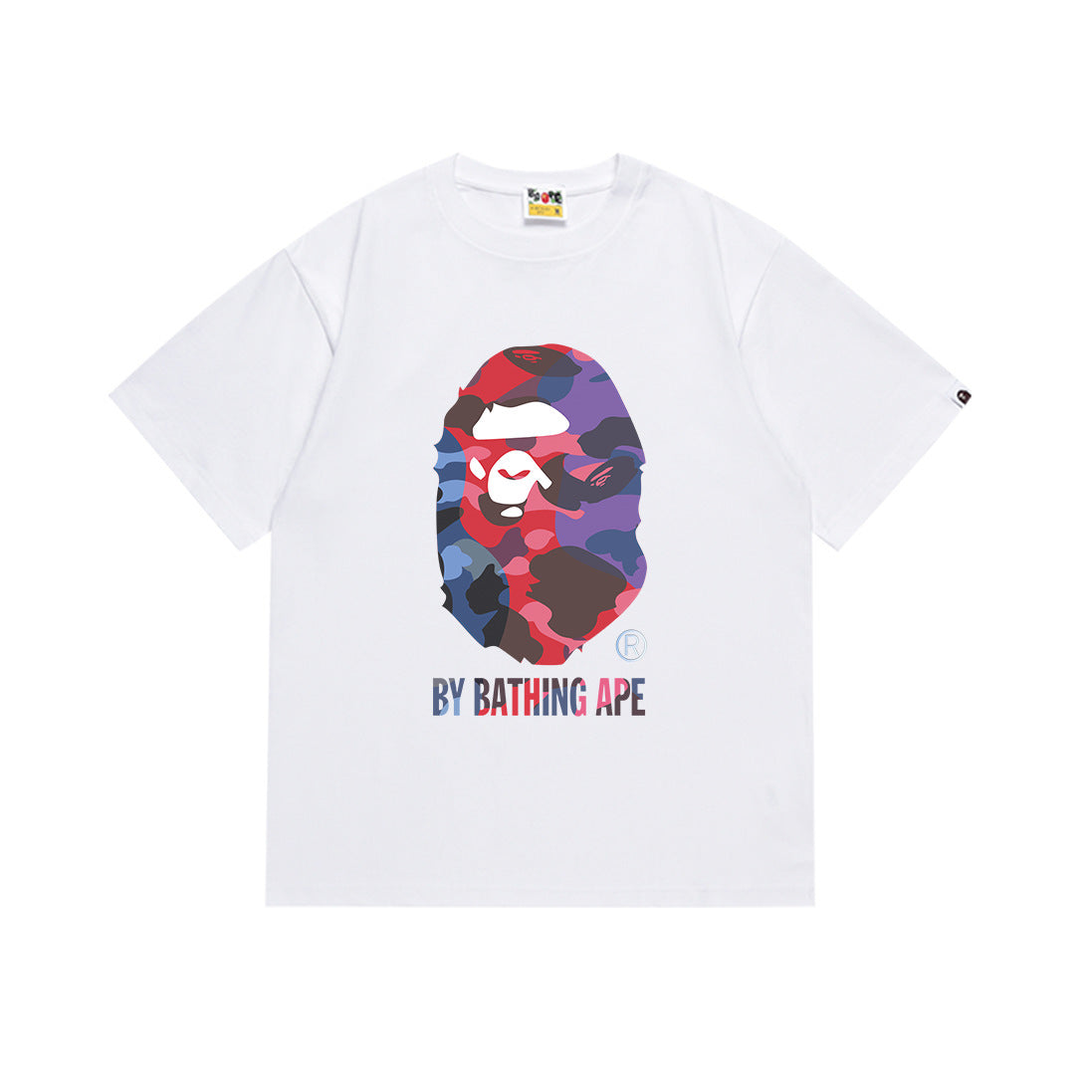 White Bape T-shirt with camo bear graphic print