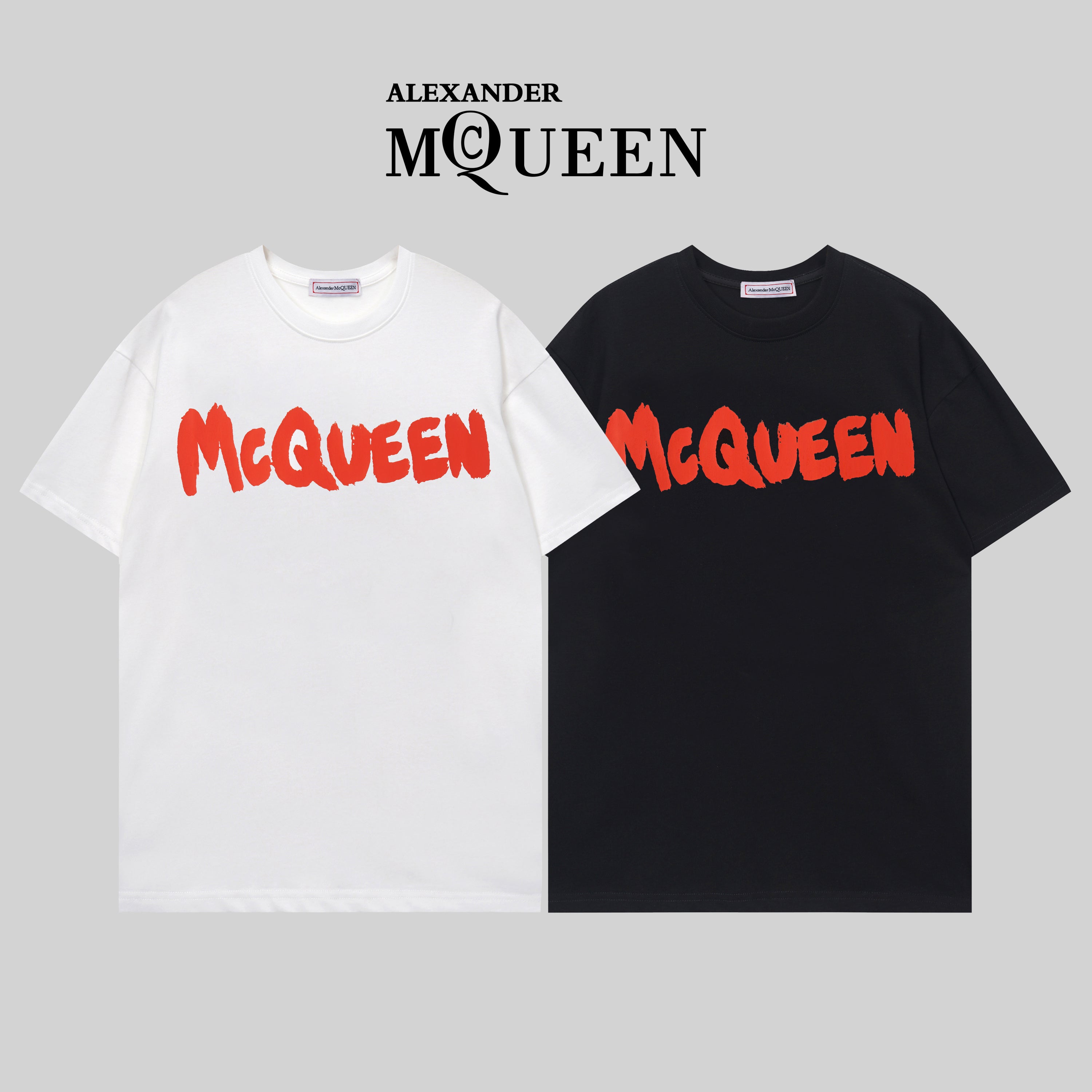 Alexander McQueen T-shirt set with McQueen logo text, white and black fronts