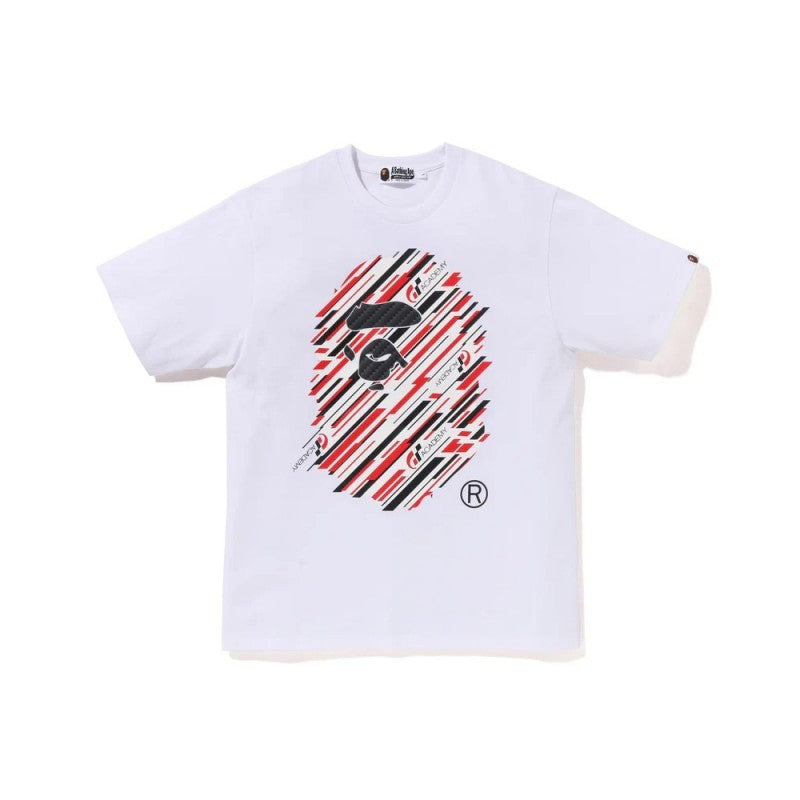 Bape graphic T-shirt, white with red black striped logo print