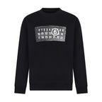 Black crewneck sweatshirt with front square graphic print