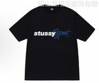 Black Stussy Sport graphic T-shirt with short sleeves and crew neck