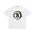 Bape white crewneck T-shirt with round ape graphic logo