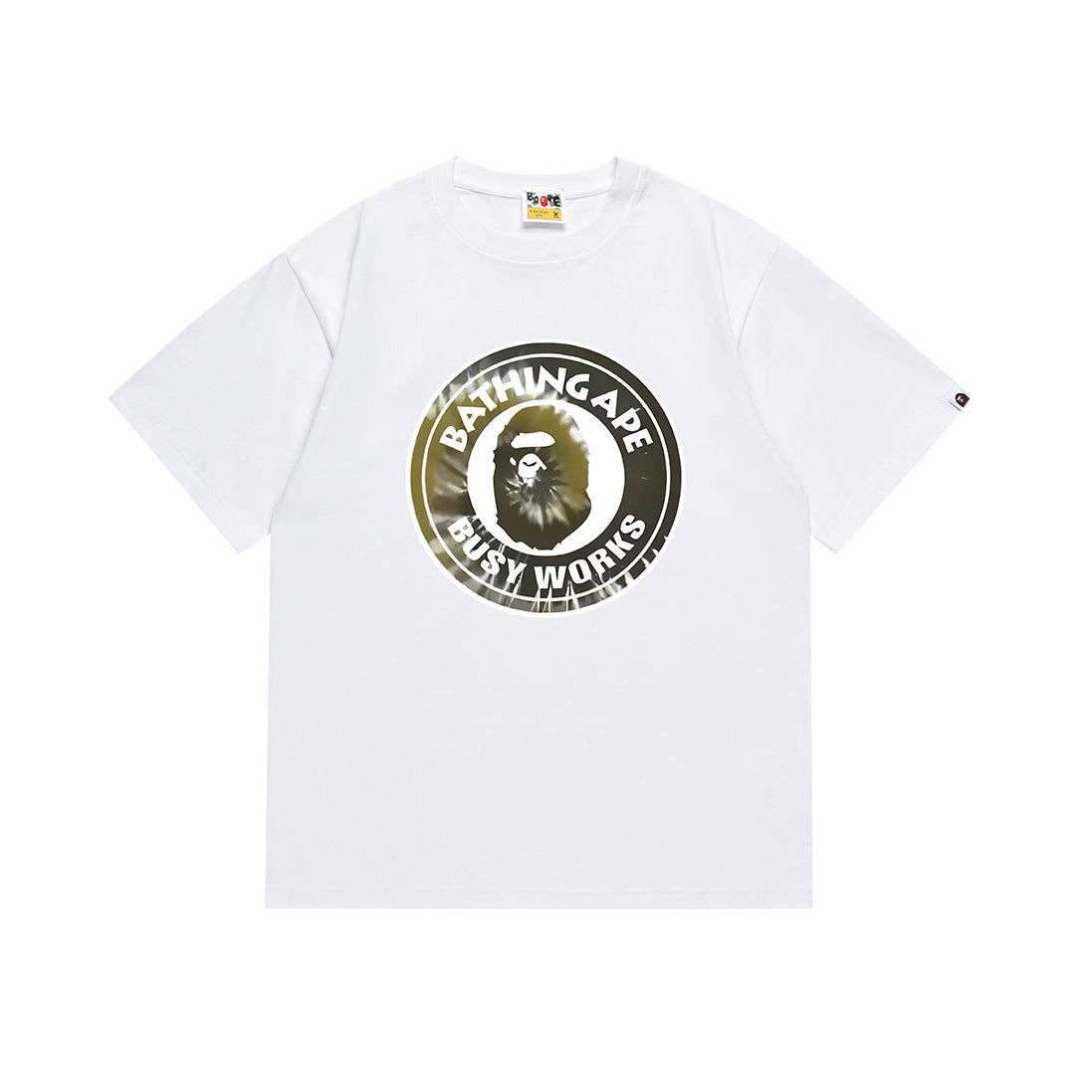 Bape white crewneck T-shirt with round ape graphic logo