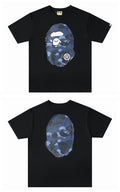 Black Bape T-shirt with large blue camo ape graphic on front