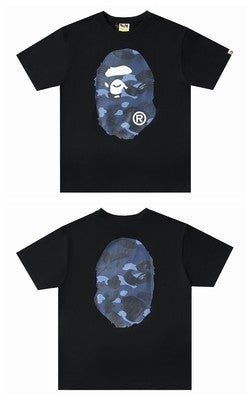 Black Bape T-shirt with large blue camo ape graphic on front