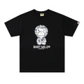 Black crewneck T-shirt with Baby Milo graphic and A BATHING APE text