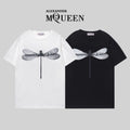 Alexander McQueen graphic T-shirts, white and black, crew neck with wing logo print