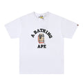 White crewneck T-shirt with A BATHING APE graphic logo