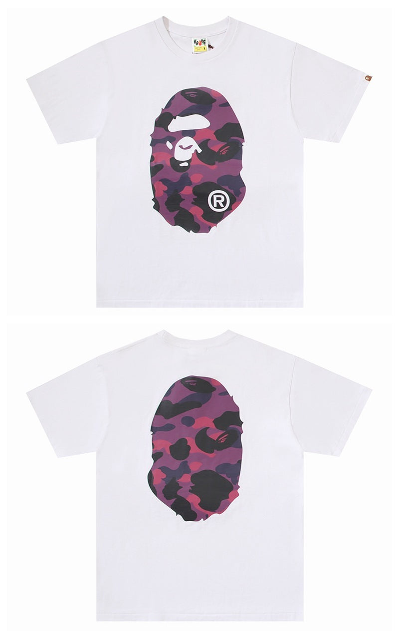 White Bape camo head graphic T-shirt, short sleeves