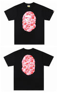 Black Bape crewneck T-shirt with pink camo ape head graphic
