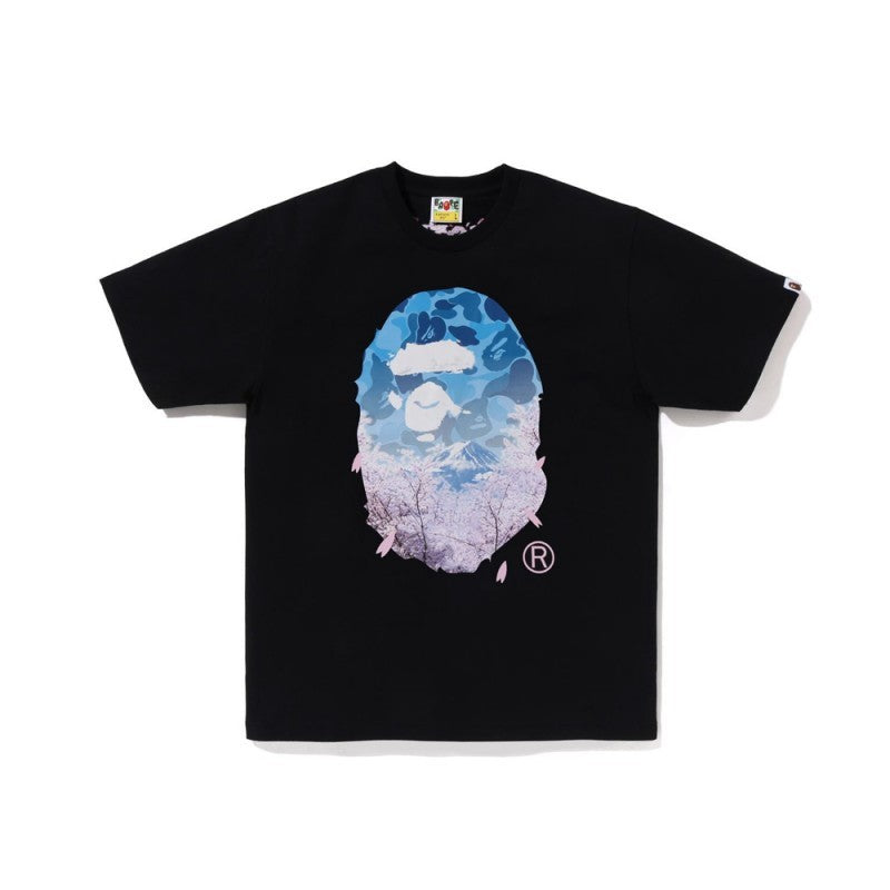 Bape black T-shirt with multicolor ape head graphic