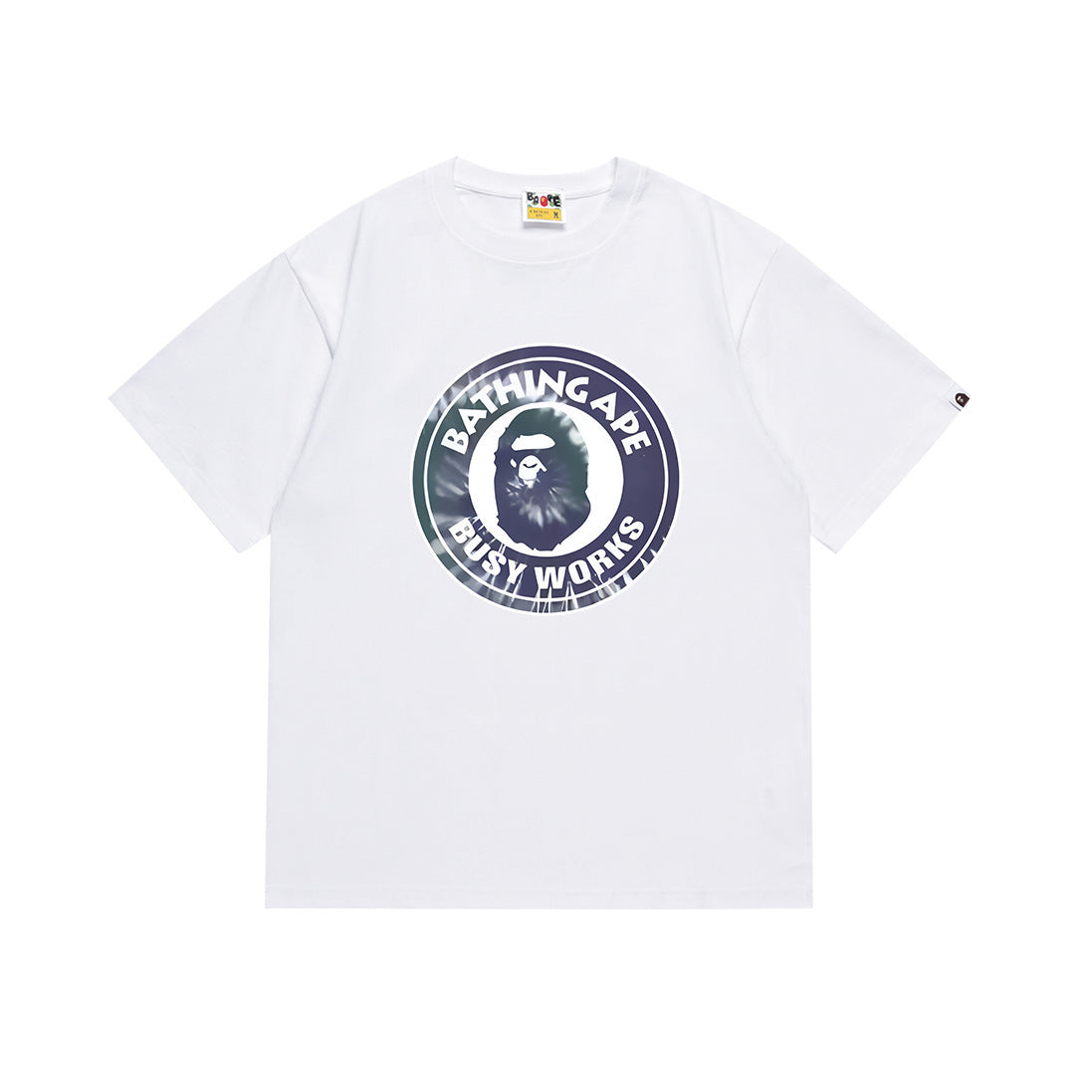 White Bape graphic crewneck T-shirt with round logo print