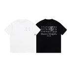 Set of two T-shirts: white with small slashes and black with number 6 print