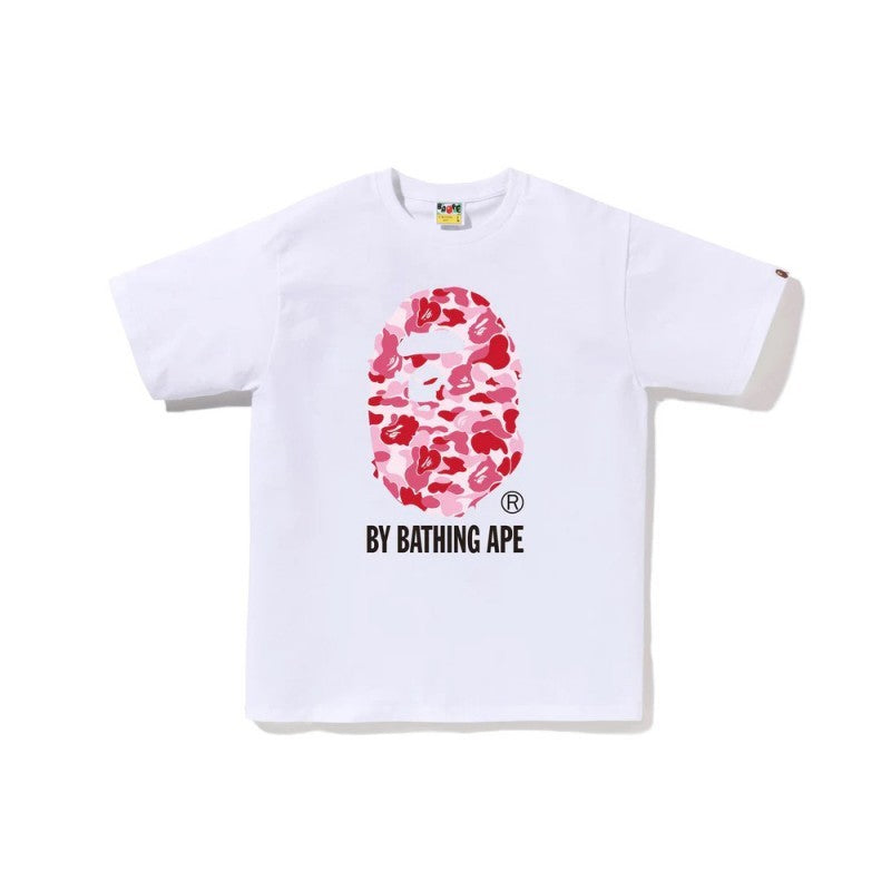 Bape T-shirt with white fabric and red camouflage ape graphic