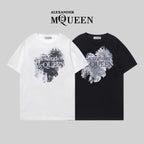 Alexander McQueen T-shirt, white, crew neck, large front floral graphic