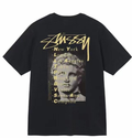 Stussy graphic T-shirt, black with gold city text portrait print