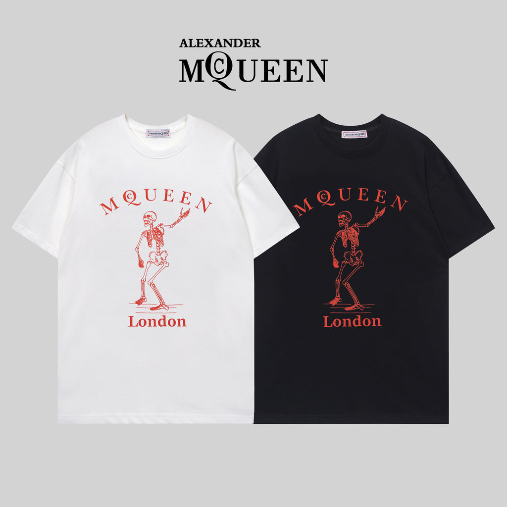 Alexander McQueen crew-neck T-shirt, white and black with red London graphic