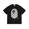 Black Bape T-shirt with colorful circular camo-style graphic front