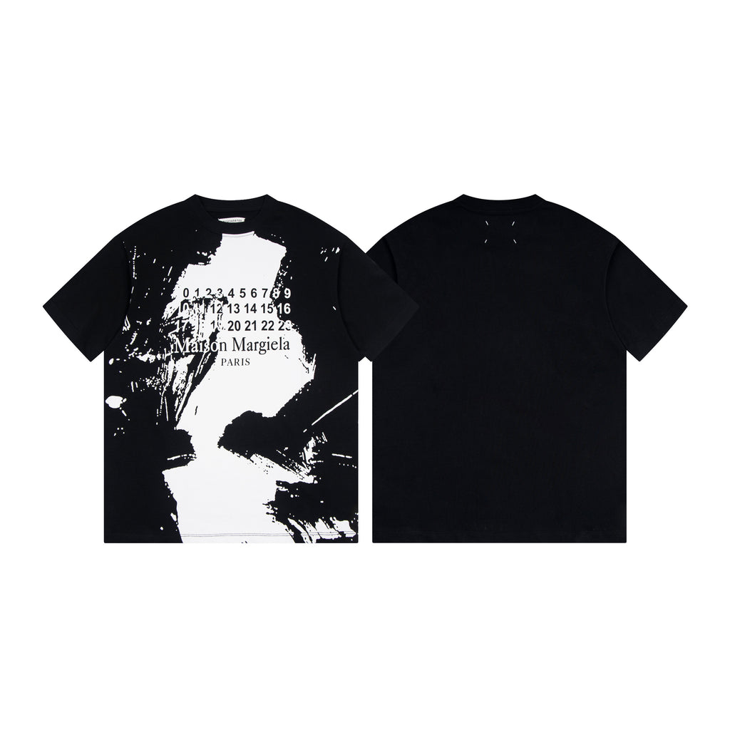 Maison Margiela black graphic T-shirt, front and back view