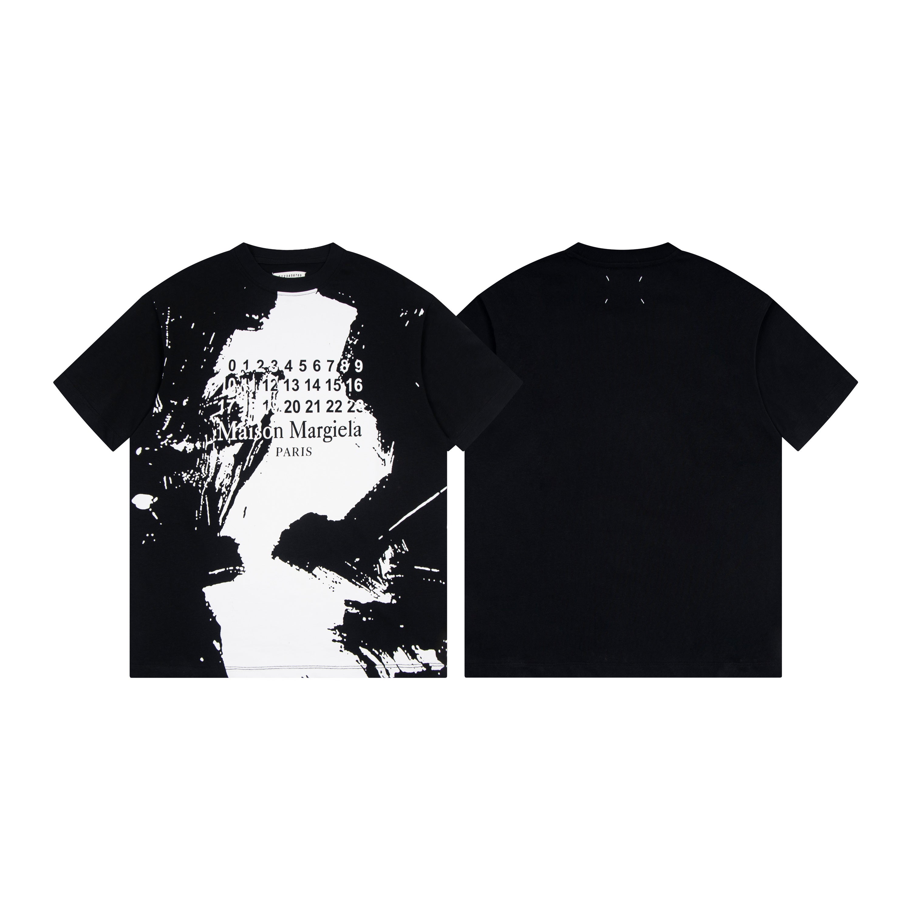 Maison Margiela black graphic T-shirt, front and back view