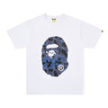 White Bape graphic T-shirt with camo ape face and R patch