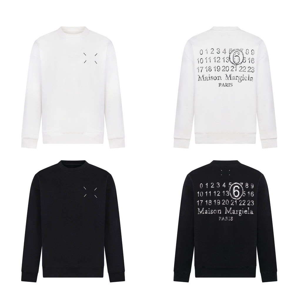 Crewneck sweatshirt in white and black, Maison Margiela logo on front and back