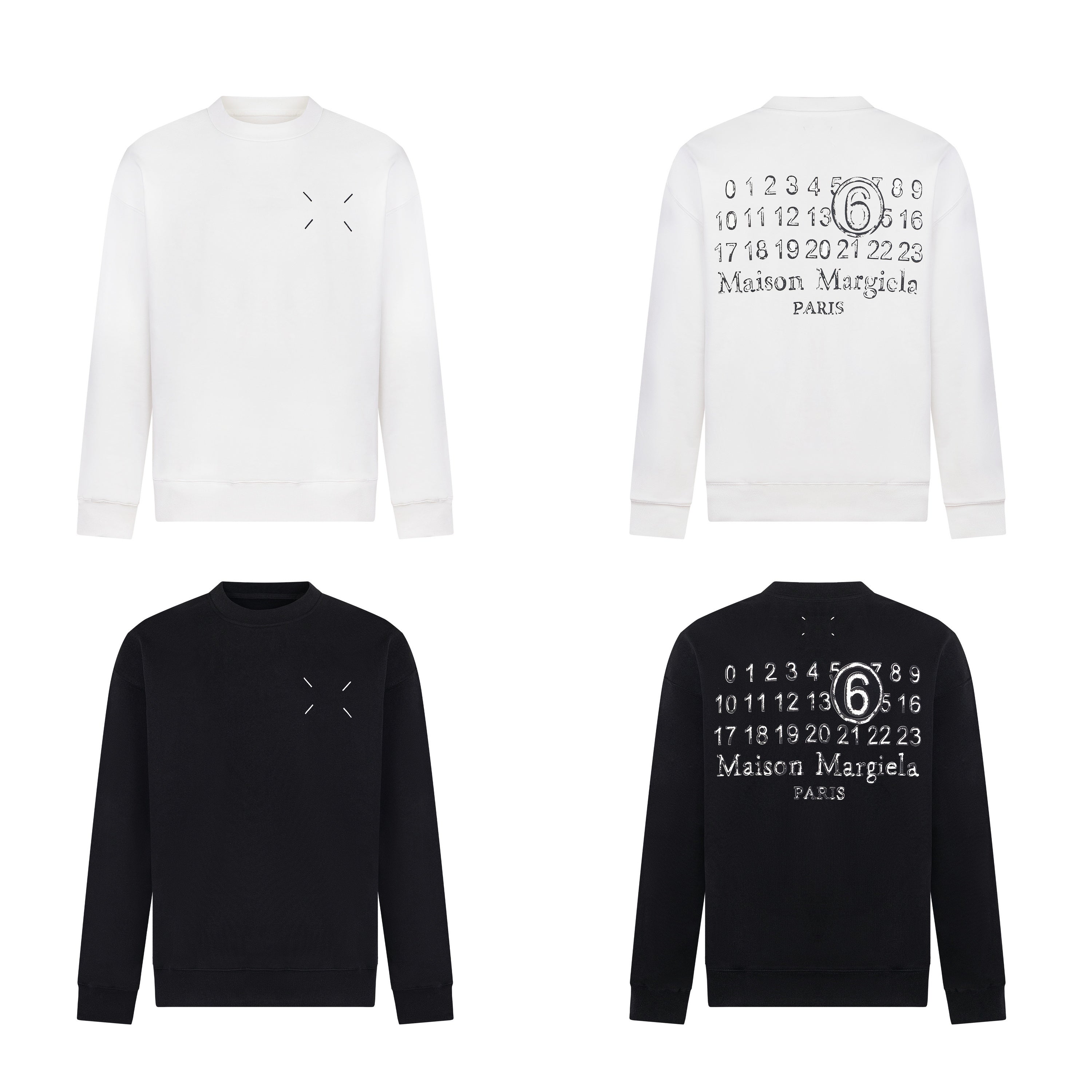Crewneck sweatshirt in white and black, Maison Margiela logo on front and back