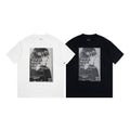 Two T-shirts, white and black, with square graphic print and Maison Margiela
