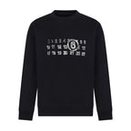 Black crewneck sweatshirt with numbers and '6' graphic print