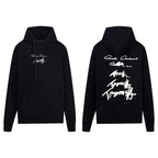 Black Maison Margiela hoodie with hood, drawstrings, and front logo print