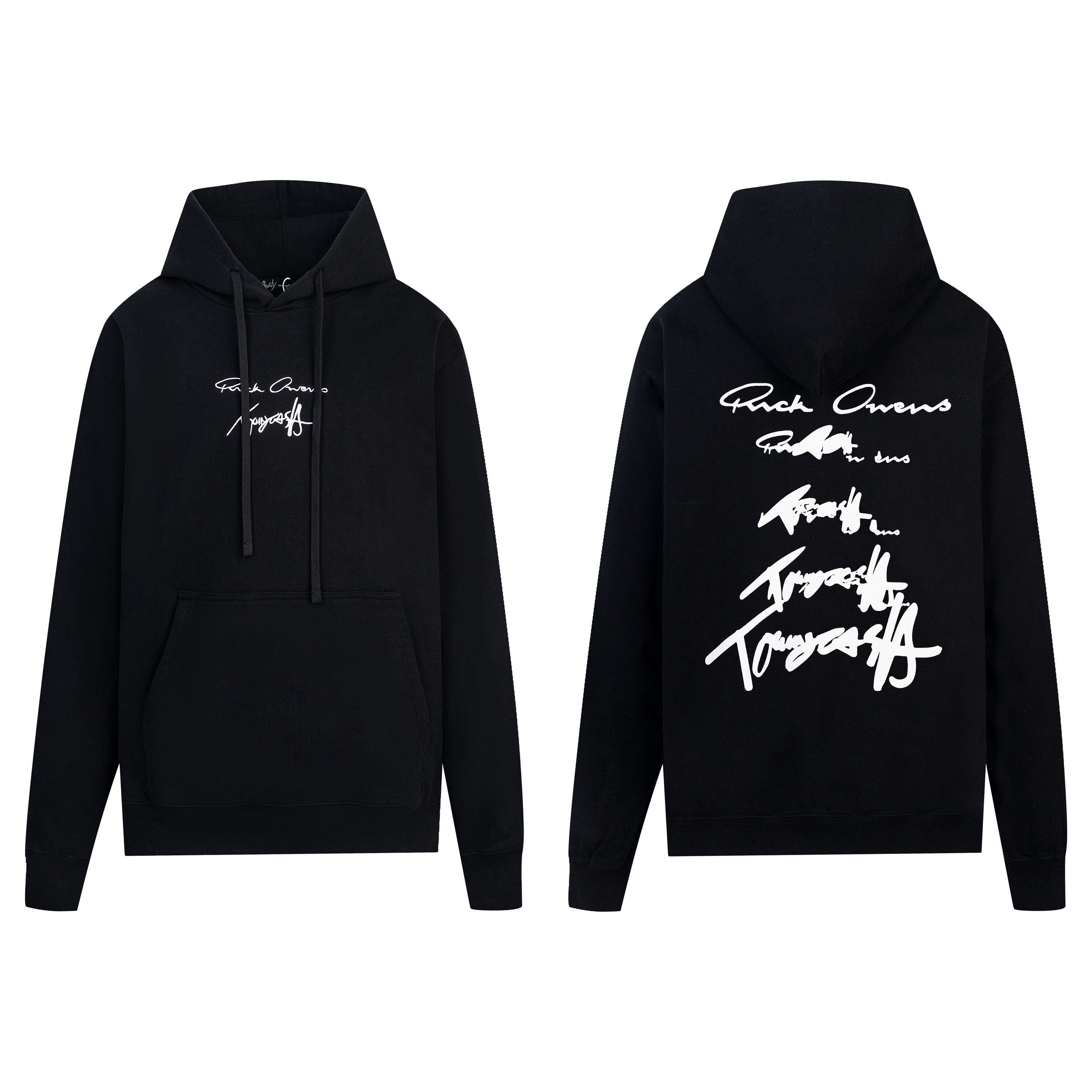 Black Maison Margiela hoodie with hood, drawstrings, and front logo print