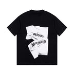 Maison Margiela black graphic T-shirt with white layered front print