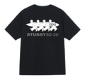 Stussy T-shirt, black crewneck with graphic print and 'STUSSY 80-20' text
