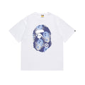 White crewneck T-shirt with blue face graphic