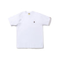 White crewneck T-shirt with small chest logo patch