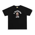 Black crewneck T-shirt with A BATHING APE graphic print