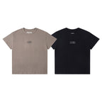 Crew-neck T-shirts set: beige and black, short sleeves